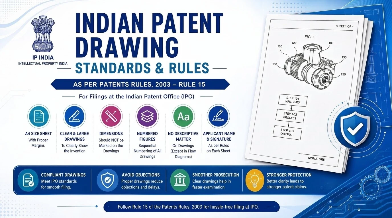 Indian patent drawing standards and rules for filings at the Indian Patent Office